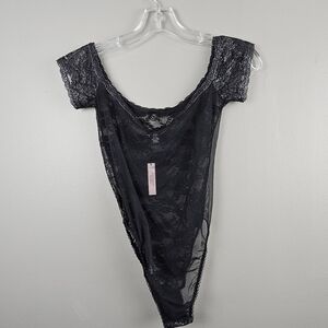Victoria Secret Black Lace Bodysuit Nwt Size S